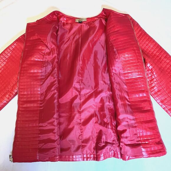 Valerie Stevens Womens XL Red Full Zip Jacket Lined 2 Front Pockets Round Neck - Picture 2 of 7